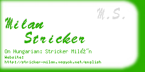 milan stricker business card